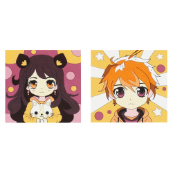 Картина по номерам, 9*9 см, холст на магнитной основе, Милые анимешки, Фрея, PNBM-016