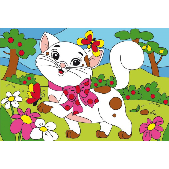 Картина по номерам 10*15 Рыжий кот Пятнистая кошечка холст на подрамнике ХК-7840