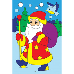 Картина по номерам 10*15 см, холст, на подрамнике Дед Мороз в зимнем лесу Рыжий кот ХК-1123