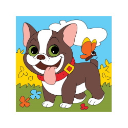 Картина по номерам 15*15 см, холст, на подрамнике Радостный щенок Рыжий кот Х-7429
