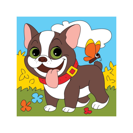 Картина по номерам 15*15 см, холст, на подрамнике Радостный щенок Рыжий кот Х-7429