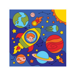 Картина по номерам 15*15 см, холст, на подрамнике Космическое путешествие Рыжий кот Х-7432