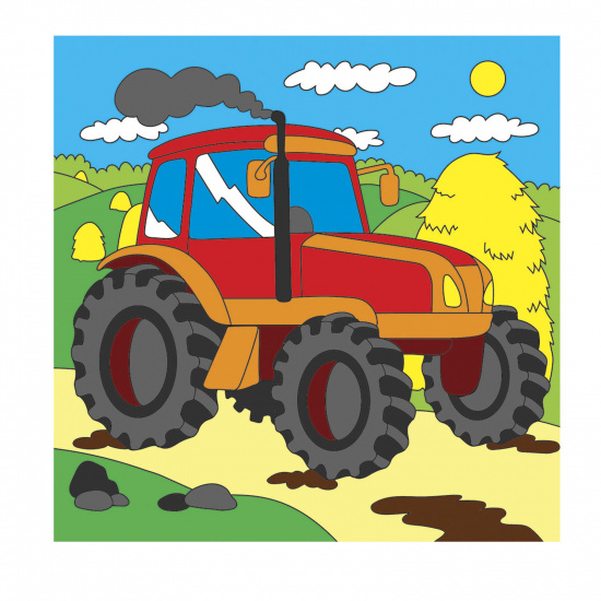 Картина по номерам 15*15 Рыжий кот Яркий трактор холст на подрамнике Х-9379 (20)