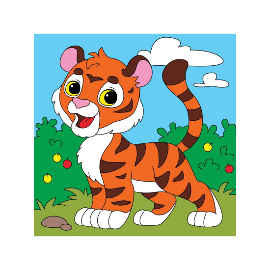 Картина по номерам 15*15 см, холст, на подрамнике Отважный тигрёнок Рыжий кот Х-7428