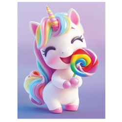 Картина по номерам, 15*20 см, холст, на подрамнике, Единорог с леденцом, Феникс, 71240