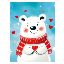 Картина по номерам, 15*20 см, холст, на подрамнике, Мишка в шарфике, Феникс, 71241