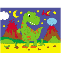 Картина по номерам 18*24 см, холст, на подрамнике Мир динозавров Рыжий кот Х-7168