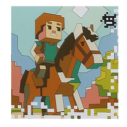 Картина по номерам 20*20 см, холст, на подрамнике Пиксельный наездник Мир пикселей Lori Рхи-001