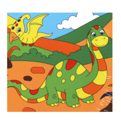 Картина по номерам 20*25 см, холст, на подрамнике Любимый динозаврик Рыжий кот ХК-7188
