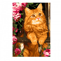 Картина по номерам 20*28,5 см, картон Рыжий котик Lori Кпн-114