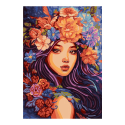 Картина по номерам 20*28,5 см, картон Цветы в волосах Lori Кпн-317