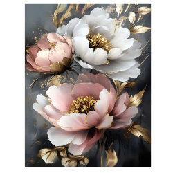 Картина по номерам, 20*30 см, холст, на подрамнике, Пионы с золотом, Феникс, 71244