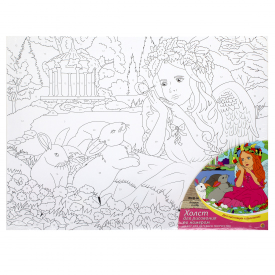 Картина по номерам 30*40 см, холст, на подрамнике Ангелок в саду Рыжий кот ХК-7223
