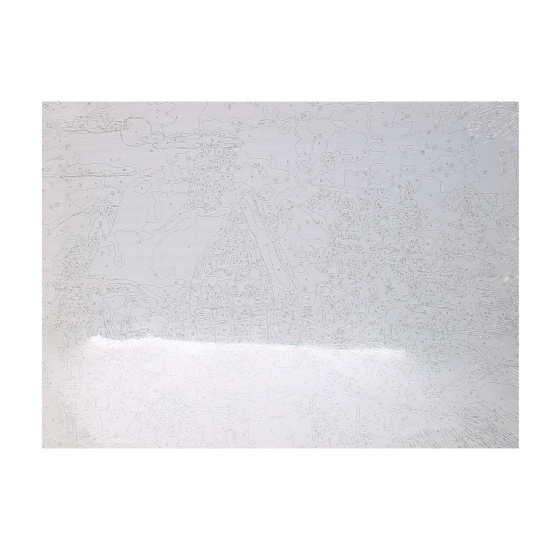 Картина по номерам 300*400мм, холст, на подрамнике Сказочный снежный домик Рыжий кот Х-4961