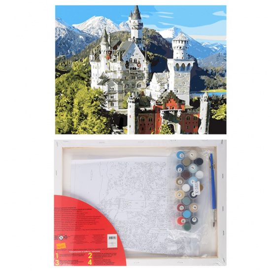 Картина по номерам 30*40 Рыжий кот Палитра Европейский замок в горах холст на подрамнике Х-3418
