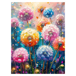 Картина по номерам, 30*40 см, холст, на подрамнике, Цветные одуванчики, Рыжий кот, Х-5197