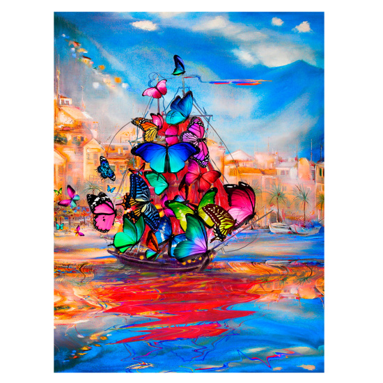 Картина по номерам 30*40 см, холст, на подрамнике Корабль из бабочек Рыжий кот ХК-6840