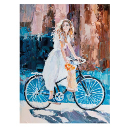 Картина по номерам 30*40 см, холст, на подрамнике Прогулка на велосипеде Рыжий кот Х-8564