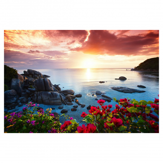 Картина по номерам 30*40 см, холст, на подрамнике Яркий пейзаж с красивым закатом Рыжий кот ХК-6275