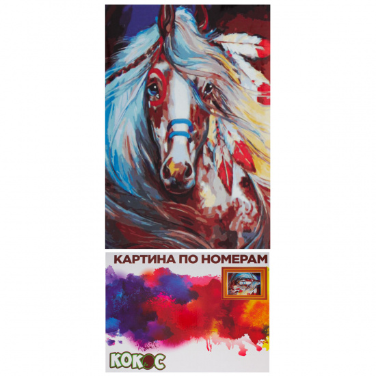 Картина по номерам 30*40 КОКОС Лошадь в перьях холст на подрамнике 183325/ME1060 