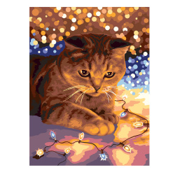 Картина по номерам со светодиодами 30*40 см, холст, на подрамнике Котик с огоньками Фрея PNB/PMDD-188