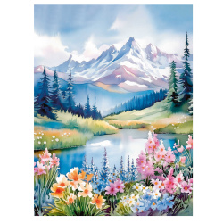 Картина по номерам, 30*40 см, холст, на подрамнике, Горный пейзаж, Феникс, 71253