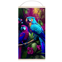 Картина по номерам панно с поталью 35*88 см, холст, холст, акриловые краски, кисти, поталь, клей, лак Красивые попугаи Molly HRP0121