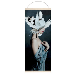 Картина по номерам панно 35*88 см, цветной холст Девушка с птицами Molly HRP0009