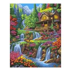 Картина по номерам 40*50 см, холст, на подрамнике Цветущий водопад Lori Рх-155