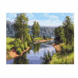 Картина по номерам 40*50 см, холст, на подрамнике Прищепа Проточная река Molly KK0859