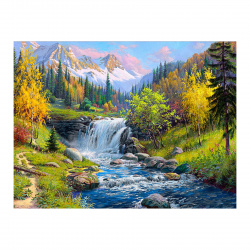 Картина по номерам 40*50 см, цветной холст, на подрамнике Прищепа Горный ручей Molly KK0806
