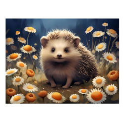 Картина по номерам, 40*50 см, холст, на подрамнике, Ёжик на полянке, Рыжий кот, Х-4603