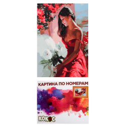 Раскраска по номерам на холсте 40*50 Девушка в красном 183802 КОКОС