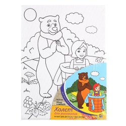 Раскраска на холсте 18*24см Маша и медведь Х-9827