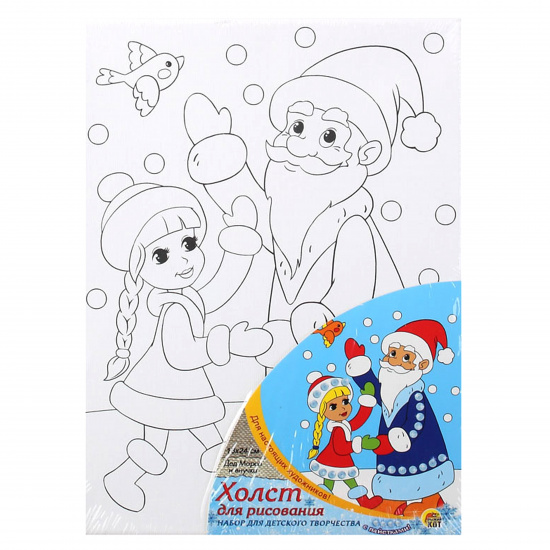 Картина на холсте 180*240мм, холст, 3+ Дед Мороз и снегурочка Рыжий кот Х-8715