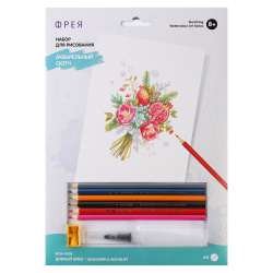 Набор для рисования карандашами акварельными Скетч 6 цветов, 210*297мм Дивный букет Фрея RPSA-0008