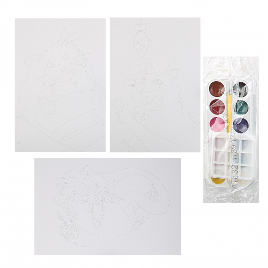 Набор для рисования Скетчинг акварелью 12 цветов, 20*30 см Рыжий котейка Lori Рн-040