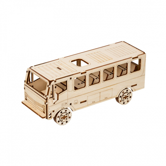 Конструктор деревянный, 82 детали Автобус Сборная модель REZARK BIR-005