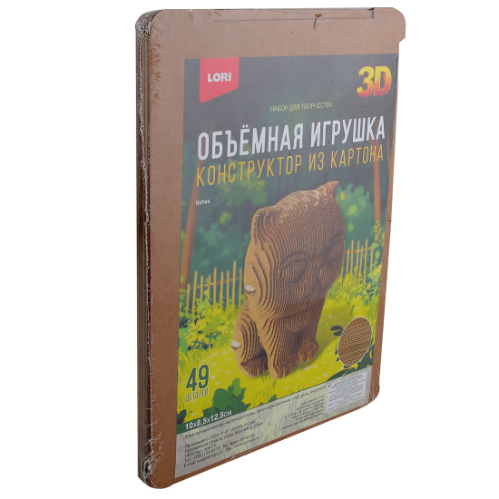 Конструктор, картонный, 49 деталей, Котик, Объемная игрушка, Lori, Нг-002