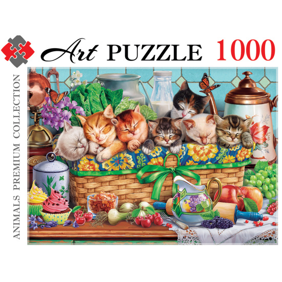 Пазлы 1000 элементов, 470*670 мм Котята в корзинке Artpuzzle Рыжий кот Ф1000-0460