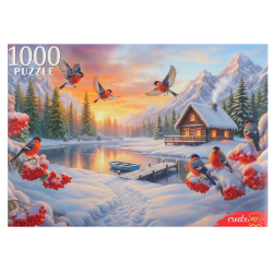 Пазлы 1000 элементов 470*670 Рыжий кот CreateMe Снегири на рябине Х1000-7233