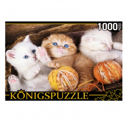 Пазлы 1000 элементов, 485*685 мм Три котенка с клубками(20) Рыжий кот ШТK1000-0644
