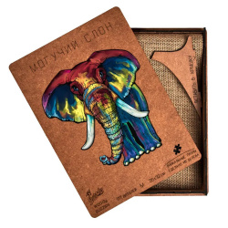 Пазлы деревянные 177 элементов, 250*270 мм Могучий Слон M Woody Puzzles