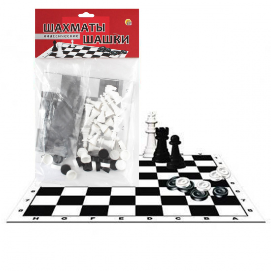 Игра настольная Шахматы, шашки классические картон/пластик ИН-0159 пакет