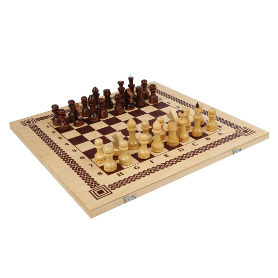 Игра настольная Шахматы, шашки 40*40см Рыжий кот поле деревянное фигуры пластиковые ИН-6431