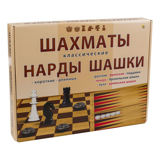 Игра настольная 30*45 см, картон, пластик Шахматы, шашки, нарды Рыжий кот ИН-0296