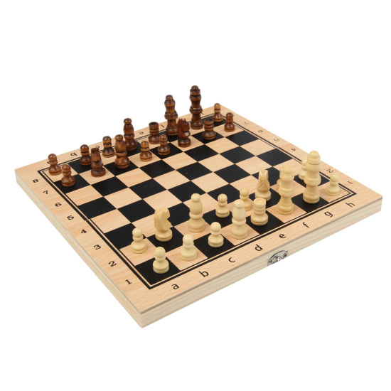 Игра настольная Шахматы, шашки, нарды 24*24см Рыжий кот поле деревянное фигуры деревянные AN02592