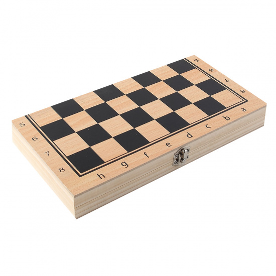 Игра настольная Шахматы, шашки, нарды 24*24см Рыжий кот поле деревянное фигуры деревянные AN02589