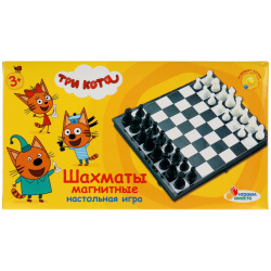 Игра настольная, 14*14 см, пластик, Шахматы, Три кота, Играем вместе, 313517