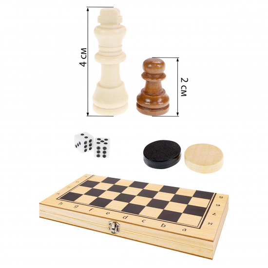 Игра настольная 24*24 см, дерево, пластик Шахматы, шашки, нарды Рыжий кот ИН-9466